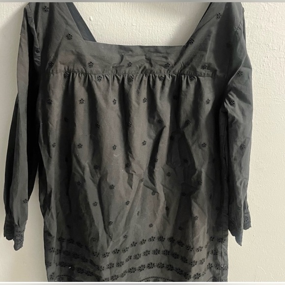 MADEWELL Black Square Neck Cotton Eyelet Smock Dress Small - Picture 7 of 11